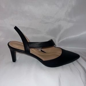 NWOB Easy Spirit Size 12 Heels Leather Black Slip On Heel 3.5” #STB3